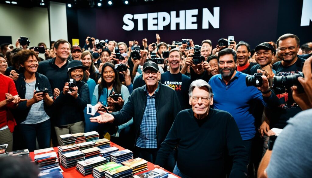 Stephen King with Fans at an Event